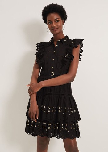 Phase Eight Ana Ruffle Dress Black Canada | FQZXJT-175